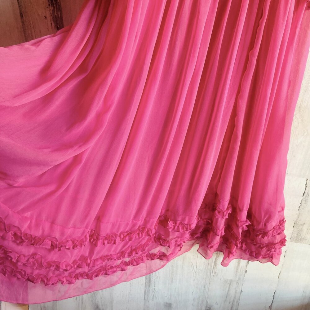NWT Free People Intimately Moon Phase Midi Dress Nightgown S Sheer Pink Ruffled - Picture 4 of 12